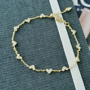 New Gold Kendra Scott Haven Heart White Crystal Chain Bracelet
